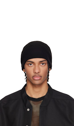 Black Temple Ribbed Beanie
