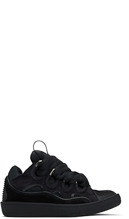 Black Curb Leather Sneakers - Lanvin