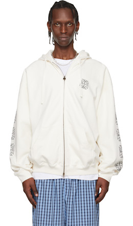 Off-White Biker Cross Sleeves Zip-Up Hoodie