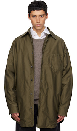 Khaki Padded Satin Cotton Shirt