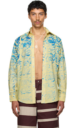 SSENSE Exclusive Yellow & Blue Floral Printed Shirt - Stanley Raffington
