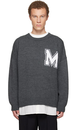 Gray Two-In-One Varsity Knit Sweater - MM6 Maison Margiela