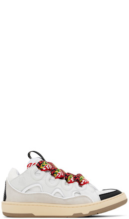White Leather Curb Sneakers - Lanvin