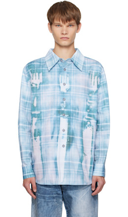 Blue Trompe L'oeil Printed Check Shirt - Andersson Bell
