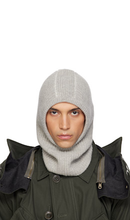 Gray Ribbed Wool Balaclava - MM6 Maison Margiela