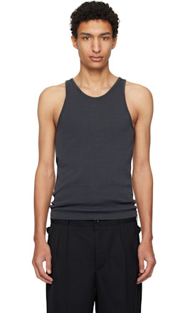 Gray Ribbed Tank Top