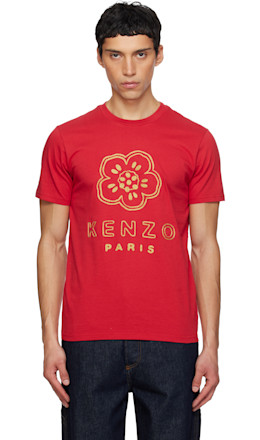 Red Kenzo Paris 'Boke Flower' Embroidered T-shirt - Kenzo