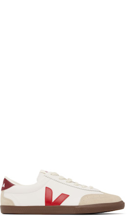 White & Red Volley Leather Sneakers - VEJA