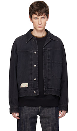 Black Work Wear Denim Jacket - WOOYOUNGMI