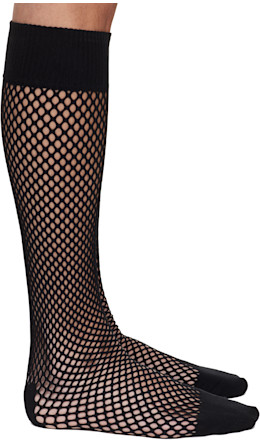 Black Nylon Mesh Long Socks