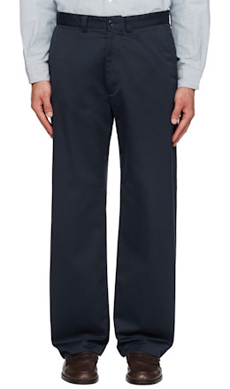 Navy Wide Straight Chino Trousers - nanamica