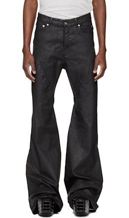 Black Temple Bias Bootcut Jeans