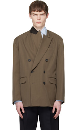 Taupe Oversized Double Breasted Blazer - ssstein