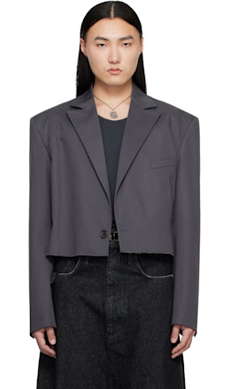 Gray Slashed Blazer - LU'U DAN