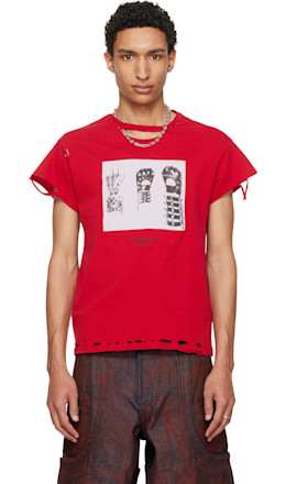 Red EET Distressed Gloves T-shirt