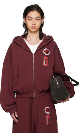 BRUCE LEE x LỰU ĐẠN Burgundy Zip Hoodie