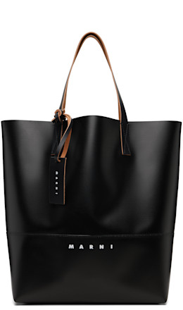Black 'Marni Tag' Open Shopper Tote - Marni