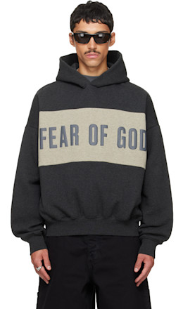 Gray Cropped Relaxed Paneled Hoodie