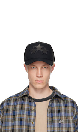 Black 3 Star Trucker Cap