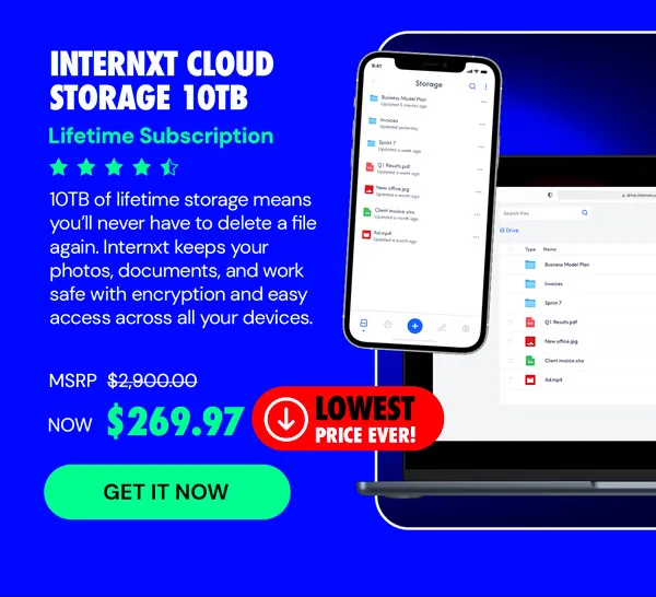 Internxt Cloud Storage Lifetime Subscription: 10TB Plan