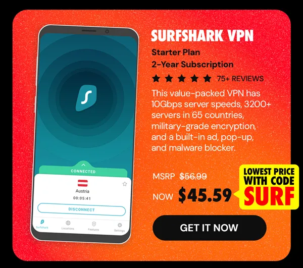 SurfShark VPN Starter Plan: 2-Yr Subscription