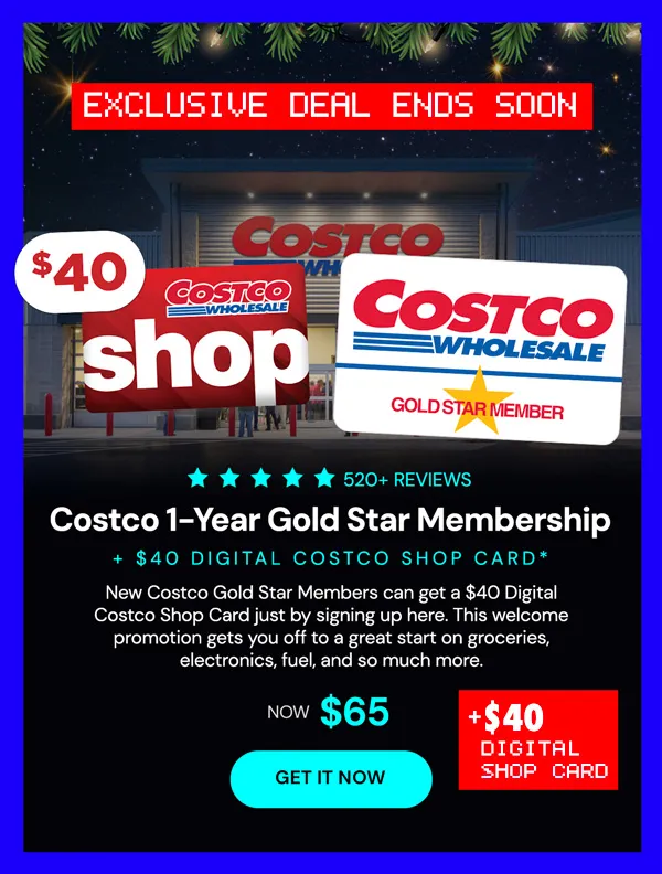 Costco 1-Year Gold Star Membership + $40 Digital Costco Shop Card