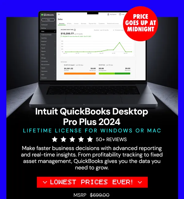 Intuit QuickBooks Desktop Pro Plus 2024 (1 User): Lifetime License