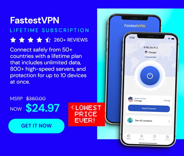 FastestVPN: Lifetime Subscription (10 Devices)