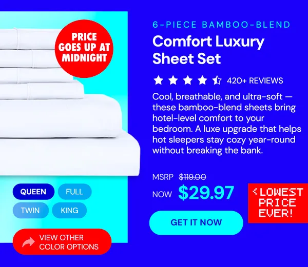 6-Piece Bamboo-Blend Comfort Luxury Sheet Set (White/Queen)