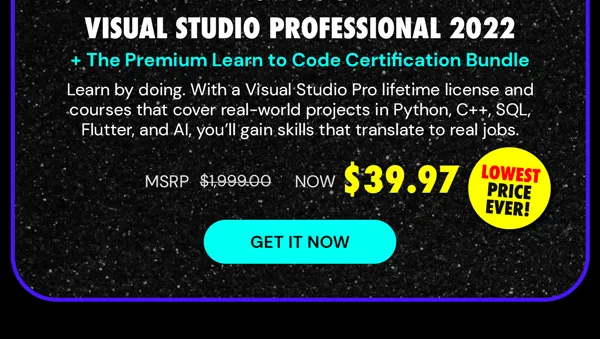 Microsoft Visual Studio Professional 2022 + The Premium Learn to Code Certification Bundle
