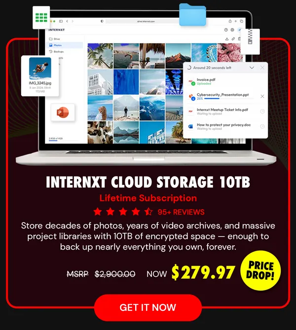 Internxt Cloud Storage Lifetime Subscription: 10TB Plan