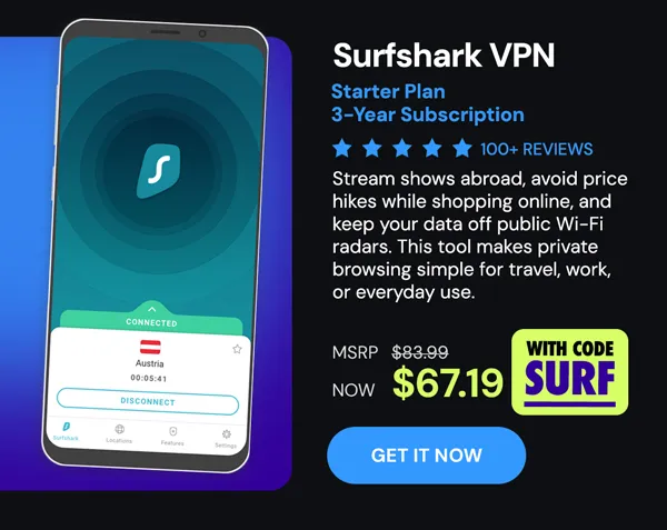 Surfshark VPN Starter Plan: 3-Yr Subscription