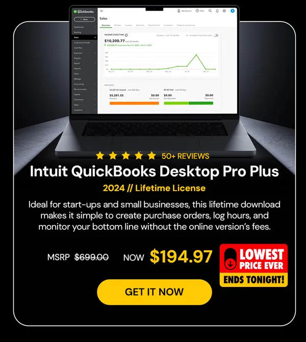 Intuit QuickBooks Desktop Pro Plus 2024 (1 User): Lifetime License