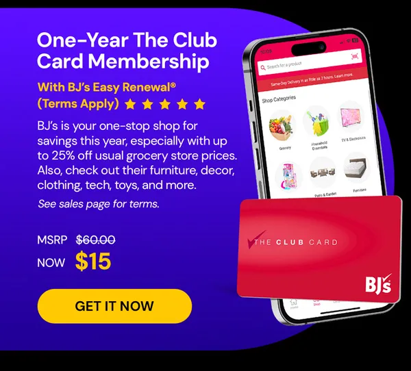 One-Year The Club Card Membership with BJ’s Easy Renewal® (Terms Apply)