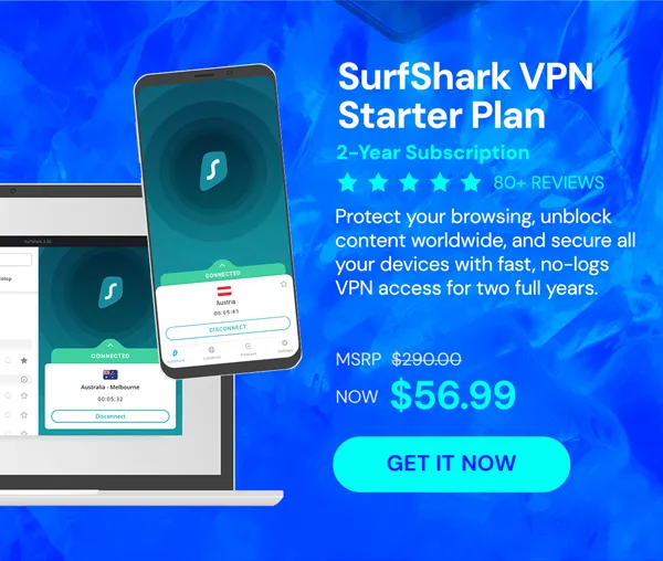 SurfShark VPN Starter Plan: 2-Yr Subscription