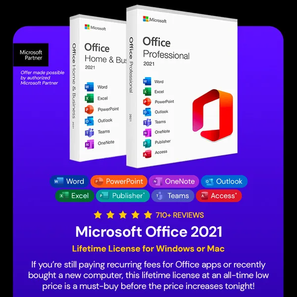 Microsoft Office 2021 for Windows or Mac: Lifetime License