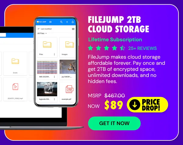 FileJump 2TB Cloud Storage: Lifetime Subscription