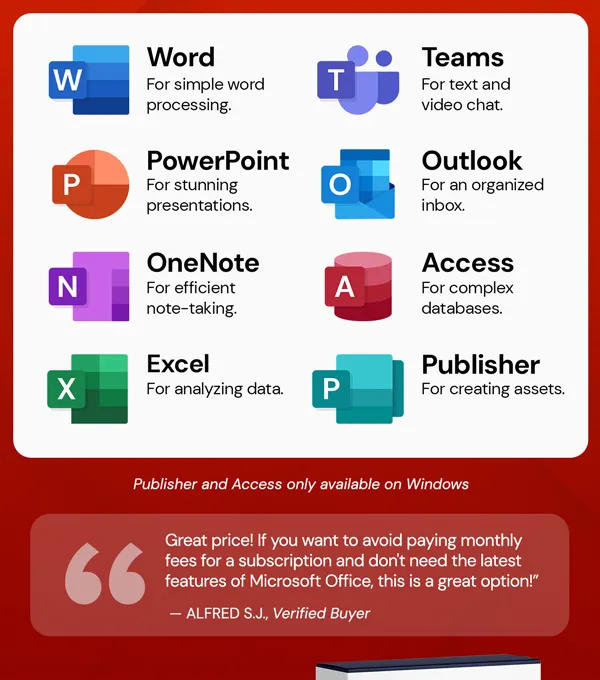 Microsoft Office 2021 for Windows or Mac: Lifetime License
