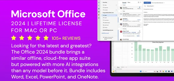 Microsoft Office 2024 for Mac or PC Lifetime License