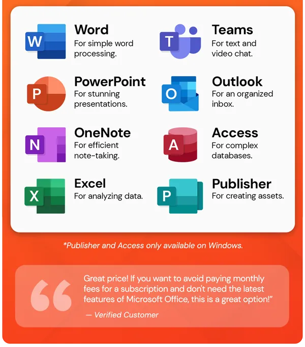 Microsoft Office 2021 for Windows or Mac: Lifetime License