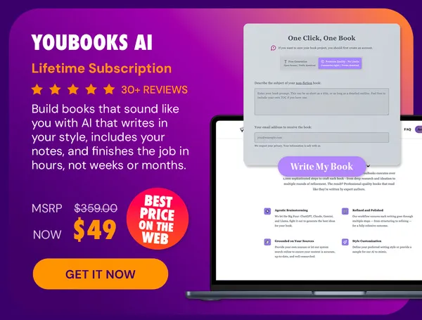 Youbooks AI Non-Fiction Book Generator: (Fan Plan) Lifetime Subscriptions