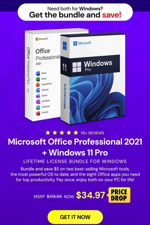 The Ultimate Microsoft Office Professional 2021 for Windows: Lifetime License + Windows 11 Pro Bundle