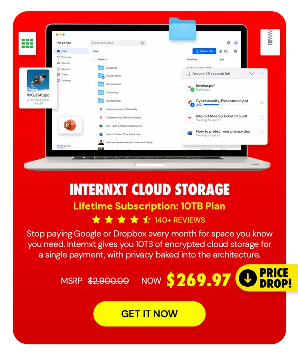 Internxt Cloud Storage Lifetime Subscription: 10TB Plan
