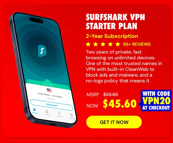 SurfShark VPN Starter Plan: 2-Yr Subscription