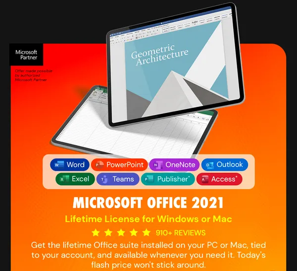 Microsoft Office 2021 for Windows or Mac: Lifetime License
