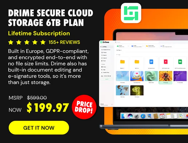 Drime Secure Cloud Storage: Lifetime Subscription (Advanced Plan/6TB)