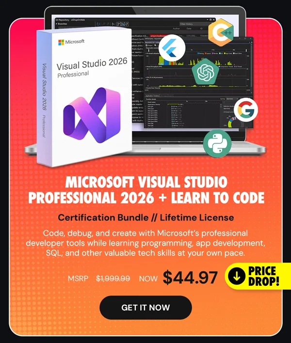 Microsoft Visual Studio Professional 2026 + The Premium Learn to Code Certification Bundle