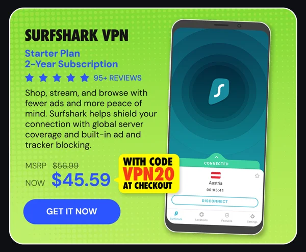 SurfShark VPN Starter Plan: 2-Yr Subscription