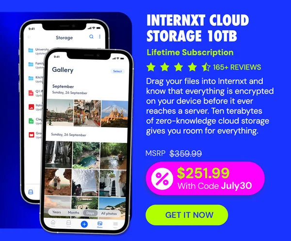 Internxt Cloud Storage Lifetime Subscription: 10TB Plan