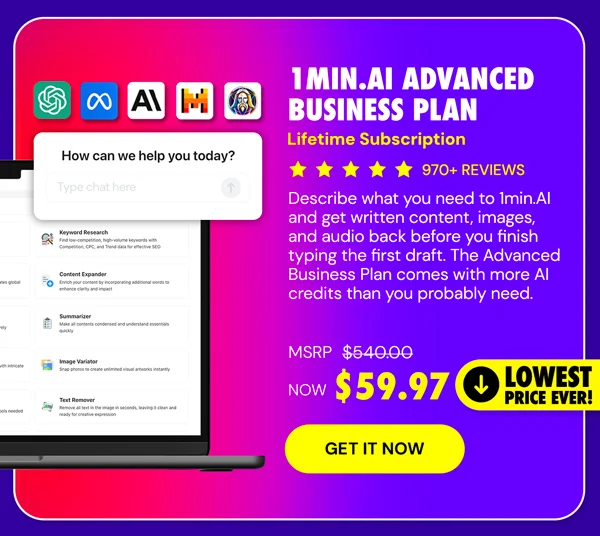1minAI Advanced Business Plan Lifetime Subscription